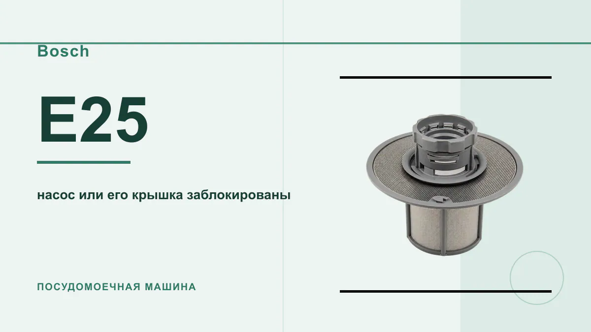 Код E25 посудомоечная машина Bosch